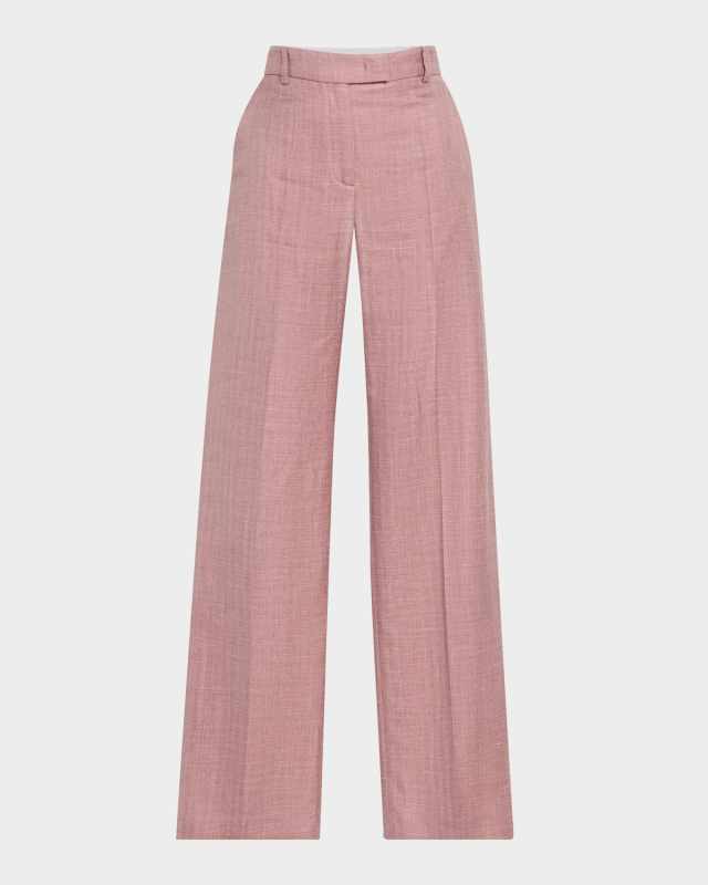 Straight-Leg Herringbone Pants